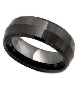 black diamond ceramic mens ring