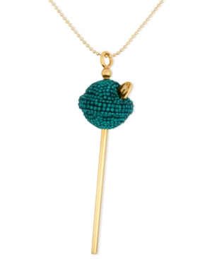 image of Simone I. Smith 18K Gold over Sterling Silver Necklace, Medium Green Crystal Lollipop Pendant