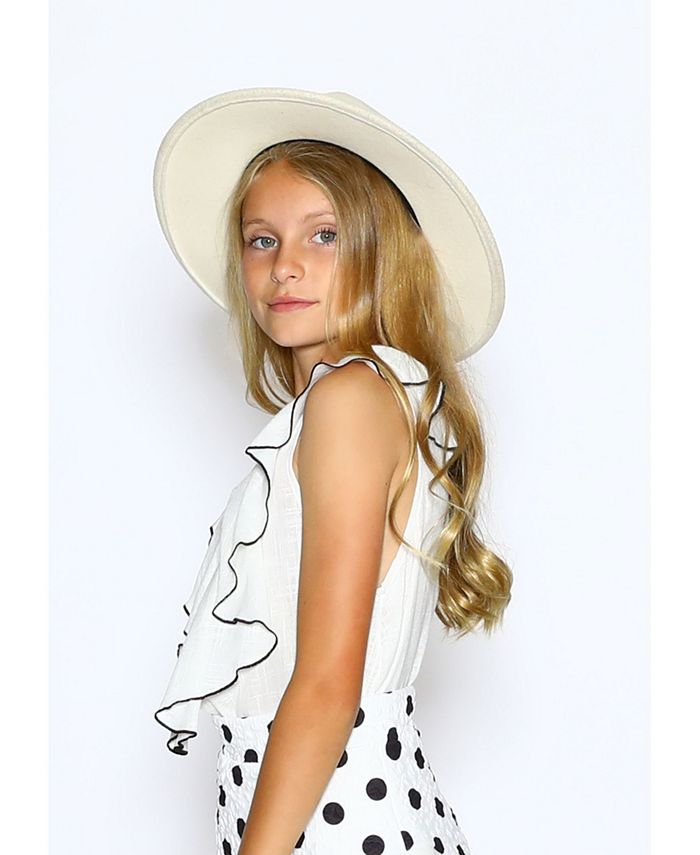 Lanoosh Little Girl Loose Fit Top with Black Front Marrow Detail Macy's