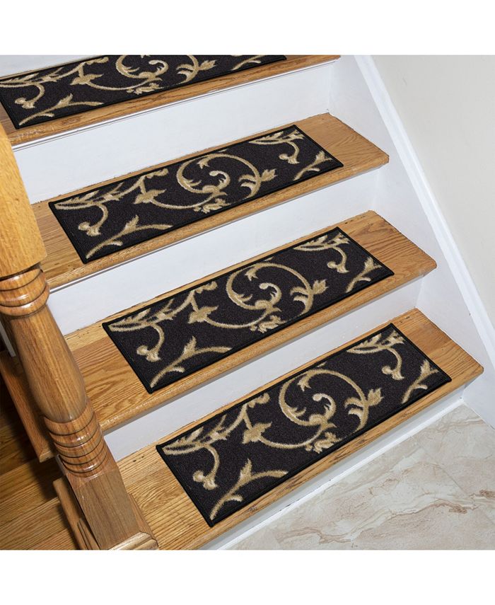 Ottomanson Ottohome Patterned NonSlip PetFriendly Stair Treads Set of