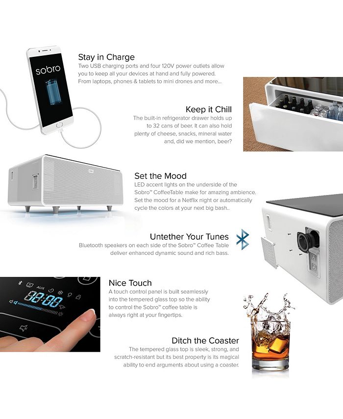 Sobro Smart Storage Coffee Table with Refrigerated Drawer Macy's