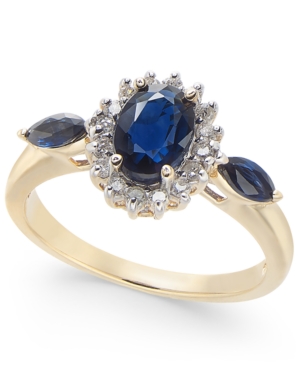 image of Sapphire (1-1/2 ct. t.w.) & Diamond (1/6 ct. t.w.) Ring in 14k Gold