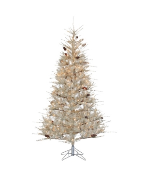Sterling 7ft. Frosted Sage Hard Needle Slim Tree With Pinecones And 400 Clear Lights In Green