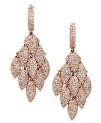 EFFY Collection - Pave Diamond Leaf Drop Earrings (1-3/4 ct. t.w.)  in 14k Rose Gold