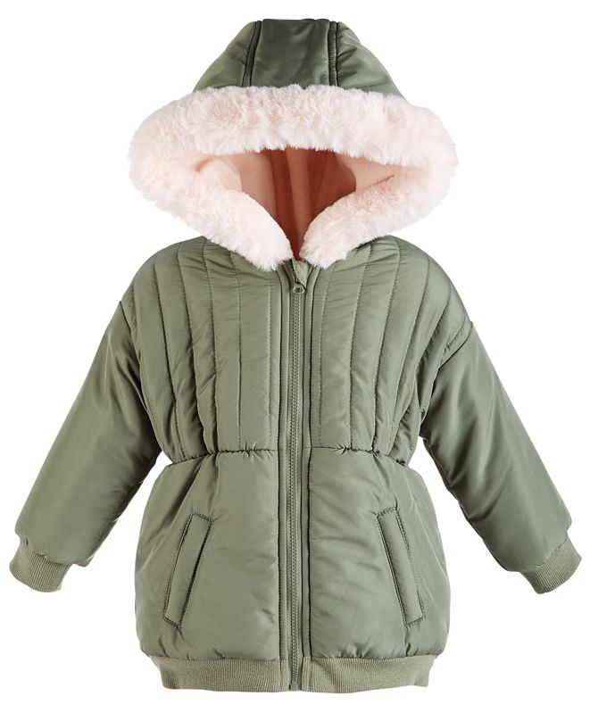 First Impressions Toddler Girls Hooded Jacket With FauxFur Trim