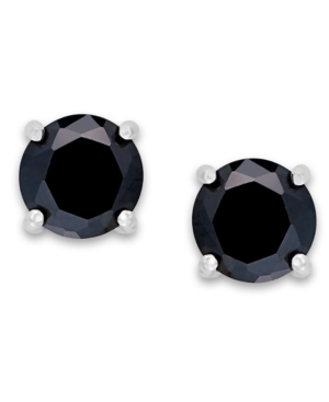 image of Giani Bernini Black Cubic Zirconia Stud Earrings (2 ct. t.w.) in Sterling Silver, Created for Macy-s