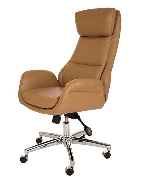 Glitzhome Mid Century Modern Leatherette Gaslift Adjustable Swivel Office Chair Reviews Furniture Macy S