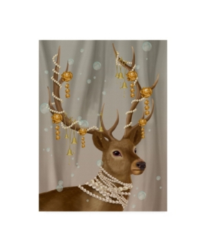 Trademark Global Fab Funky Deer With Gold Bells Canvas Art In Multi