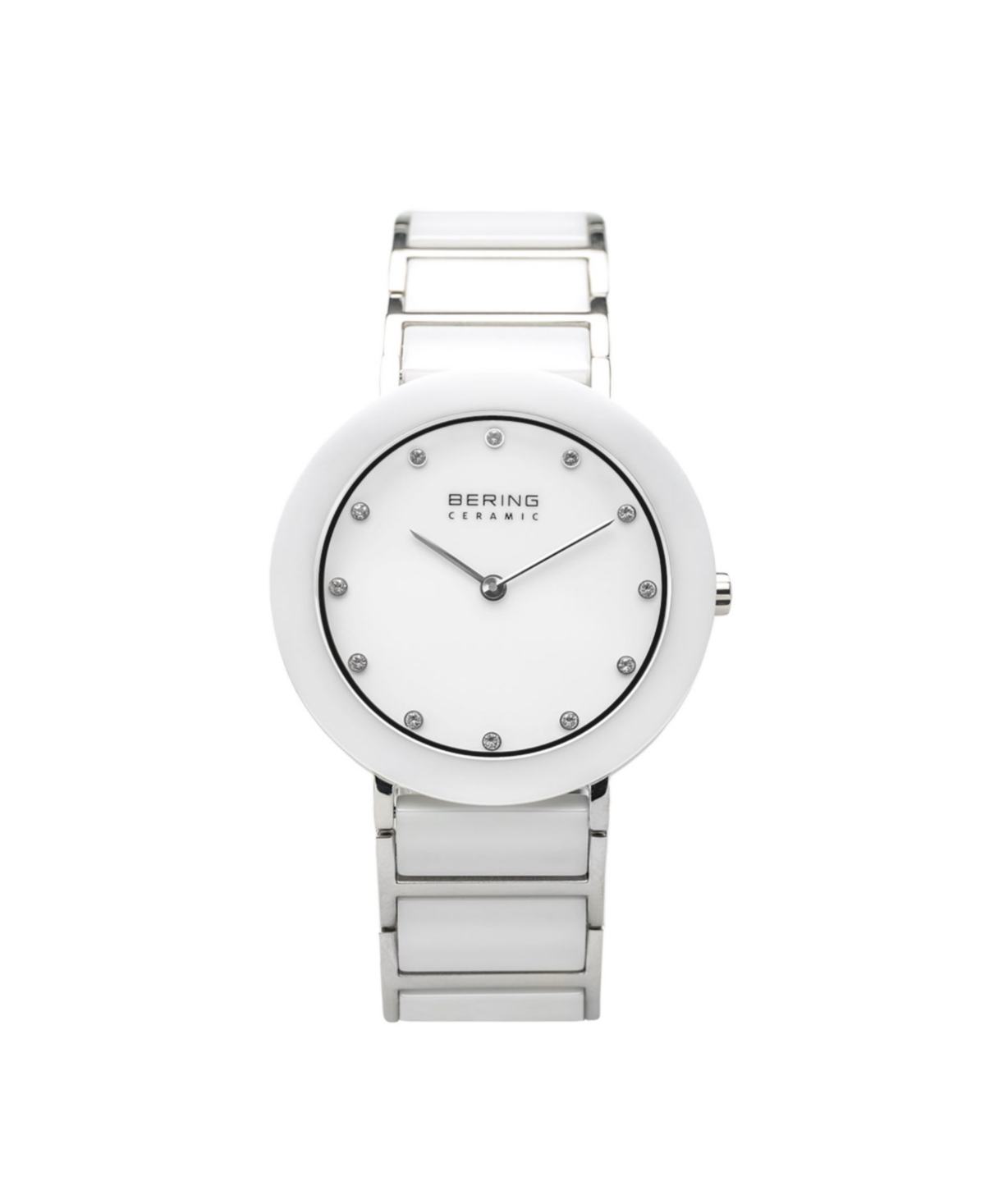 Ladies Ceramic Bezel and Smooth Link Watch - White
