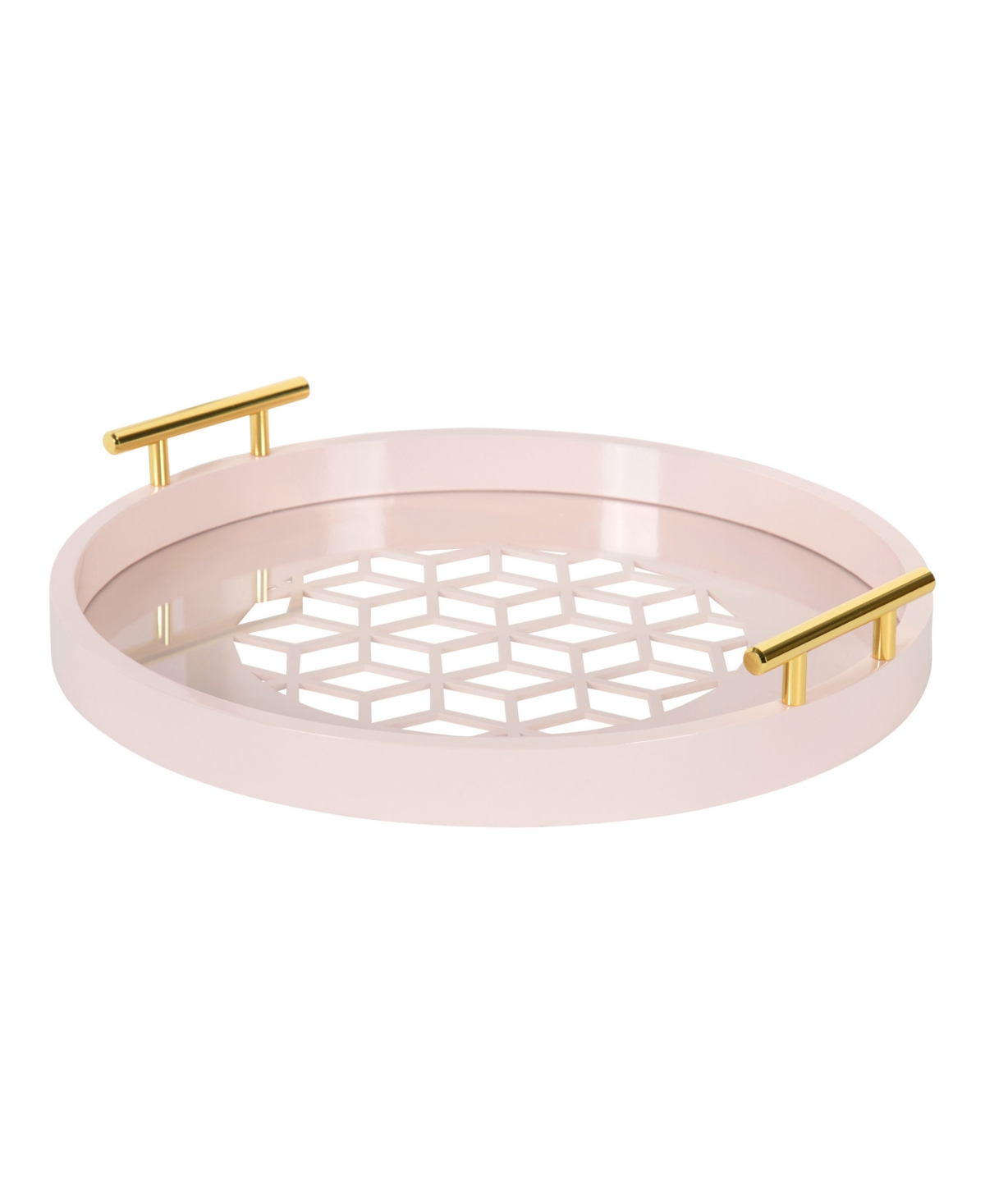 Kate And Laurel Caspen Round Decorative Tray In Open Pink