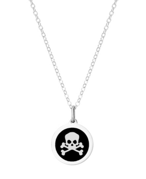image of Auburn Jewelry Mini Skull Pendant Necklace in Sterling Silver and Enamel, 16