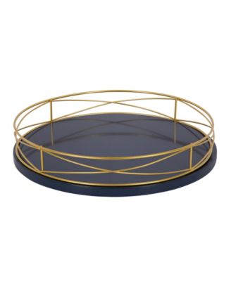 Mendel Round Tray With Decorative Metal Rim - 14" x 14"