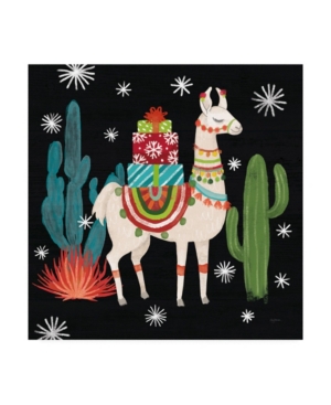 Trademark Global Mary Urban Lovely Llamas Ii Christmas Black Canvas Art In Multi