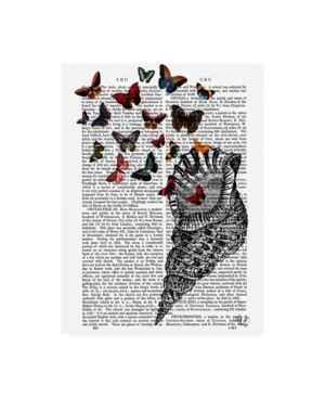 Trademark Global Fab Funky Conch Shell And Butterflies Canvas Art In Multi