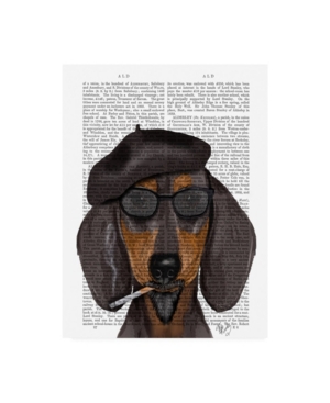 Trademark Global Fab Funky Hipster Dachshund, Black And Tan Canvas Art In Multi
