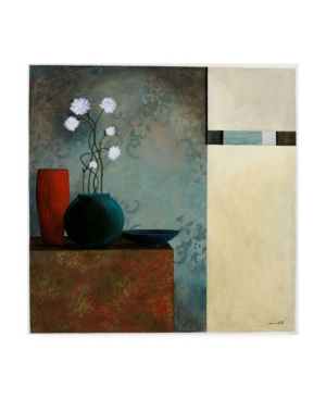 Pablo Esteban Tall Branch Flowers in Blue 2 Canvas Art - 155