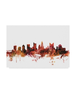 Trademark Global Michael Tompsett Columbus Ohio Skyline Red Canvas Art In Multi