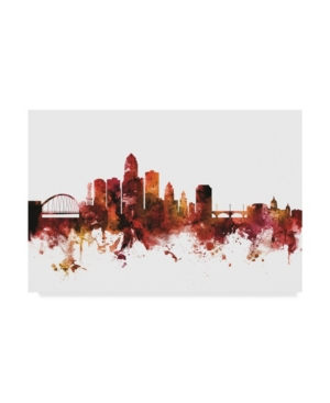 Trademark Global Michael Tompsett Des Moines Iowa Skyline Red Canvas Art In Multi