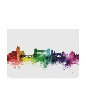 Trademark Global Michael Tompsett Rome Italy Skyline Rainbow Canvas Art In Multi