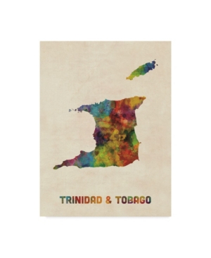 Trademark Global Michael Tompsett Trinidad And Tobago Watercolor Map Canvas Art In Multi