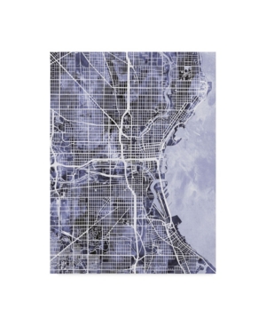 Michael Tompsett Milwaukee Wisconsin City Map Watercolor Blue Canvas Art - 20