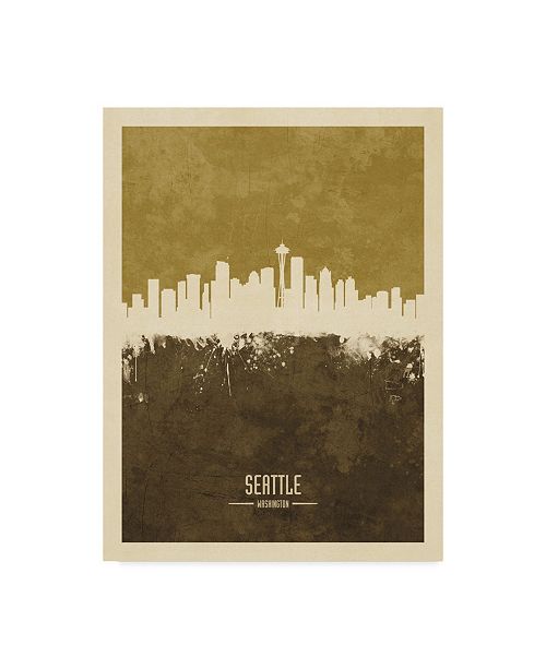 Trademark Global Michael Tompsett Seattle Washington Skyline Brown Canvas Art - 20&quot; x 25 ...