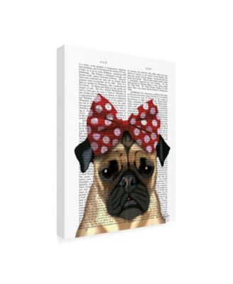 Trademark Global Fab Funky Pug with Red Spotty Bow on Head Canvas Art ...