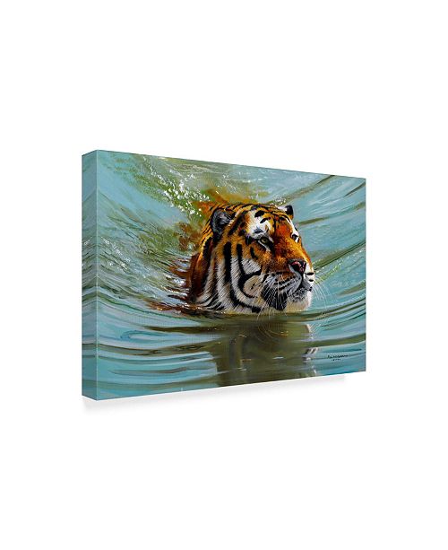 Pip Mcgarry Crossing Over Swimming Tiger Canvas Art 20 X 25