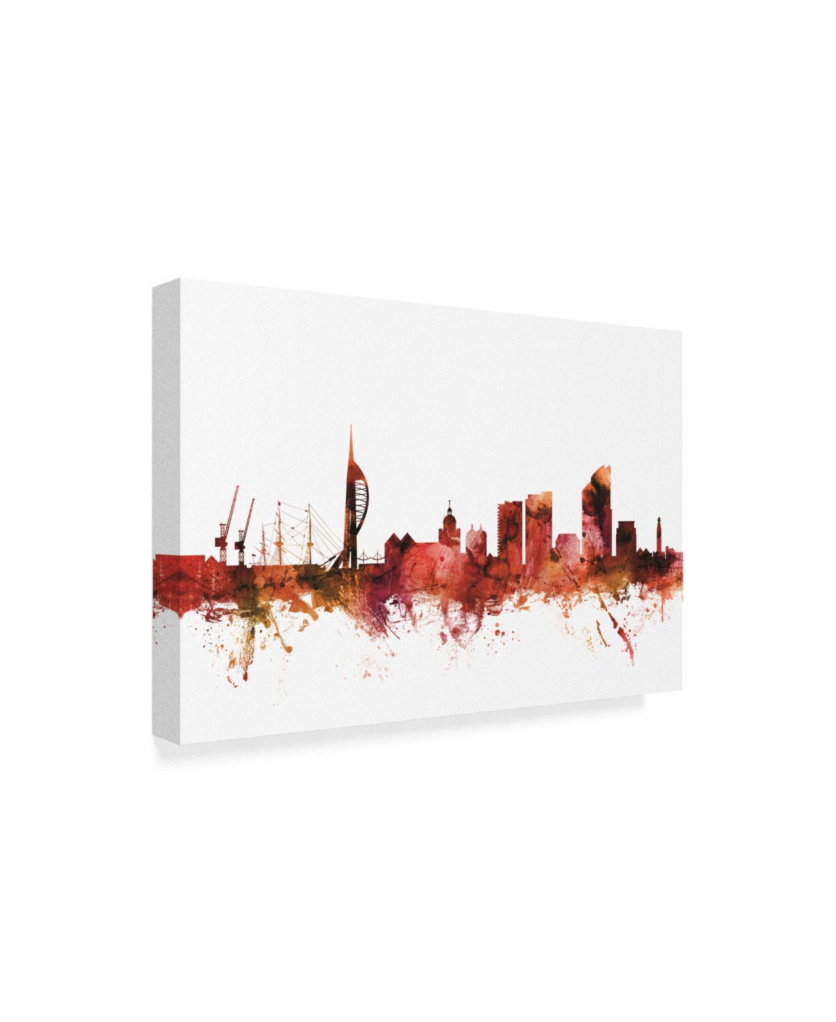 Michael Tompsett Portsmouth England Skyline Red Canvas Art -