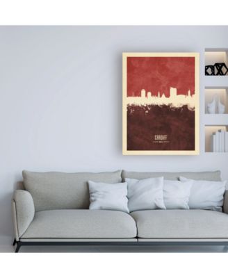 Trademark Global Michael Tompsett Cardiff Wales Skyline Red II Canvas Art - 36.5" x 48"