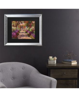 Claude Monet A Pathway in Monet's Garden Matted Framed Art - 27" x 33"