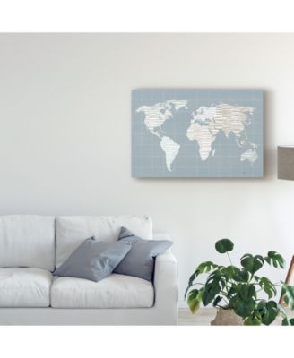 Trademark Global Moira Hershey Calm World Map Grid Canvas Art - 20" x 25"