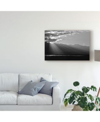 American School Clouds Rays in Black and White Canvas Art - 37" x 49"