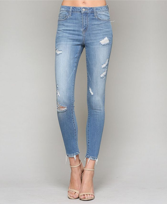 VERVET High Rise Distressed Crop Skinny Jeans - Macy's