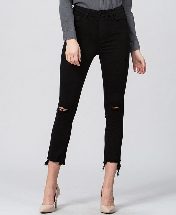 Vervet Black Slim Bootcut Raw Hem Jeans