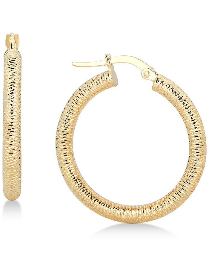 Italian Gold Textured Tube Hoop Earrings in 14k Gold - Macy's