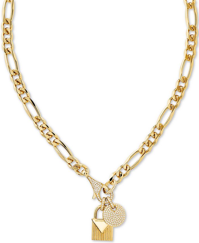 Kors Crystal Padlock 16" Chain Necklace in 14k Gold-Plate Over Sterling Silver & Reviews - Necklaces - & Watches - Macy's