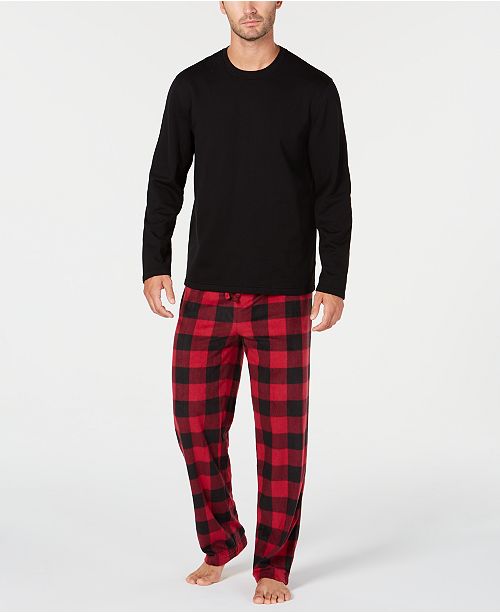 Club Room Men's Plaid Fleece Pajama Set, Created for Macy's & Reviews