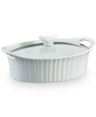 Corningware White 1.5-Qt. Oval Casserole with Glass Lid - Macy's