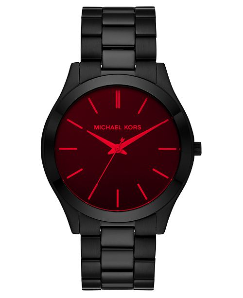 Michael Kors Men S Slim Runway Black Stainless Steel Bracelet Watch 44mm Reviews Watches Jewelry Watches Macy S