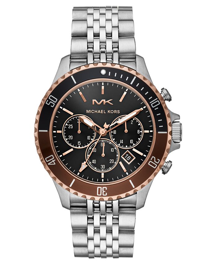 Michael Kors Men's Chronograph Bayville Stainless Steel Bracelet Watch 44mm  & Reviews - All Watches - Jewelry & Watches - Macy's