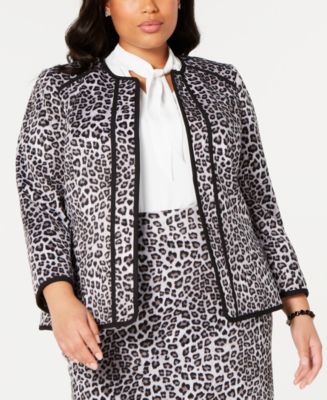 Plus size leopard print blazer best sale