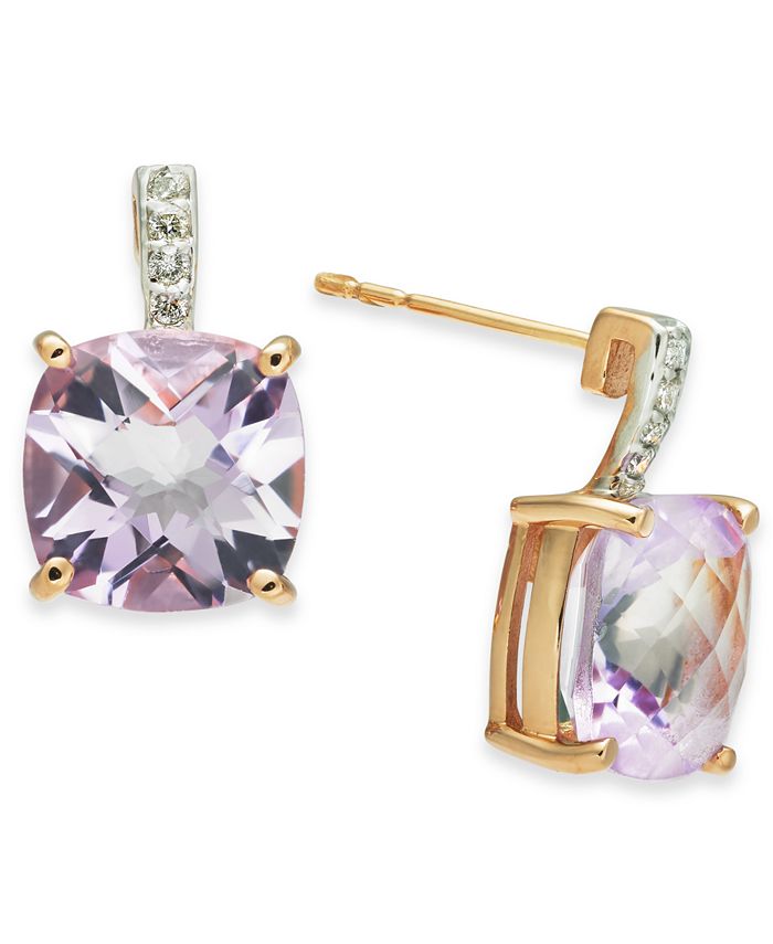 Macy's - Pink Amethyst (5-5/8 ct. t.w.) & Diamond (1/20 ct. t.w.) Stud Earrings in 14k Rose Gold