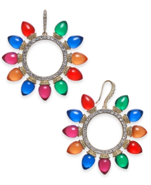 image of Inc Gold-Tone Pave & Multicolor Lightbulb Wreath Drop Earrings, Created for Macy-s