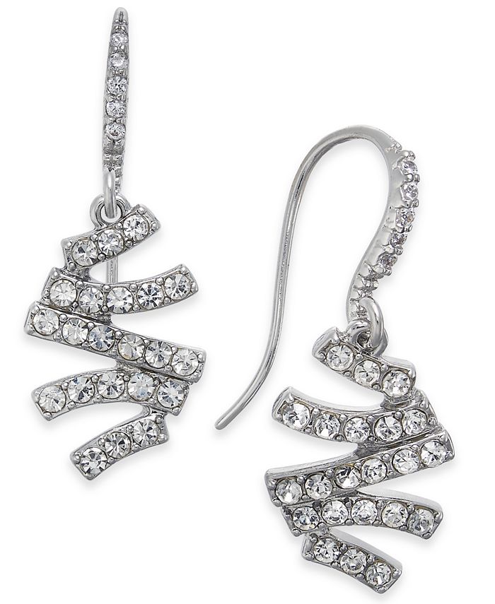 INC International Concepts INC SilverTone Pavé ZigZag Drop Earrings