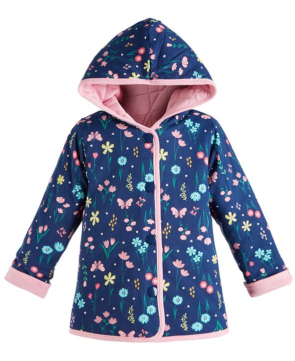 First Impressions Toddler Girls Hooded Reversible Quilted Cotton Jacket, Created for Macy's