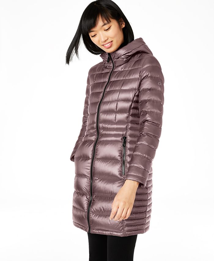Calvin Klein Hooded Packable Shine Puffer Coat, Created for Macy's - Macy's