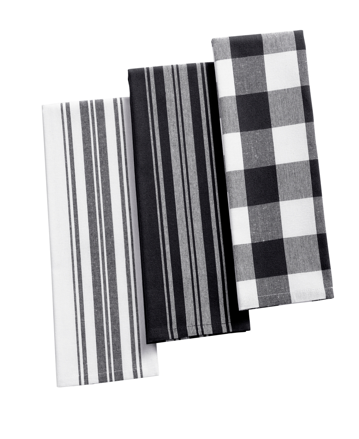 Elrene Farmhouse Living Stripe And Check Kitchen Towels - Set Of 3 In Red,white
