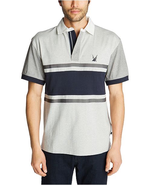 Nautica Men S Blue Sail Classic Fit Colorblocked Stripe Zip Up Polo