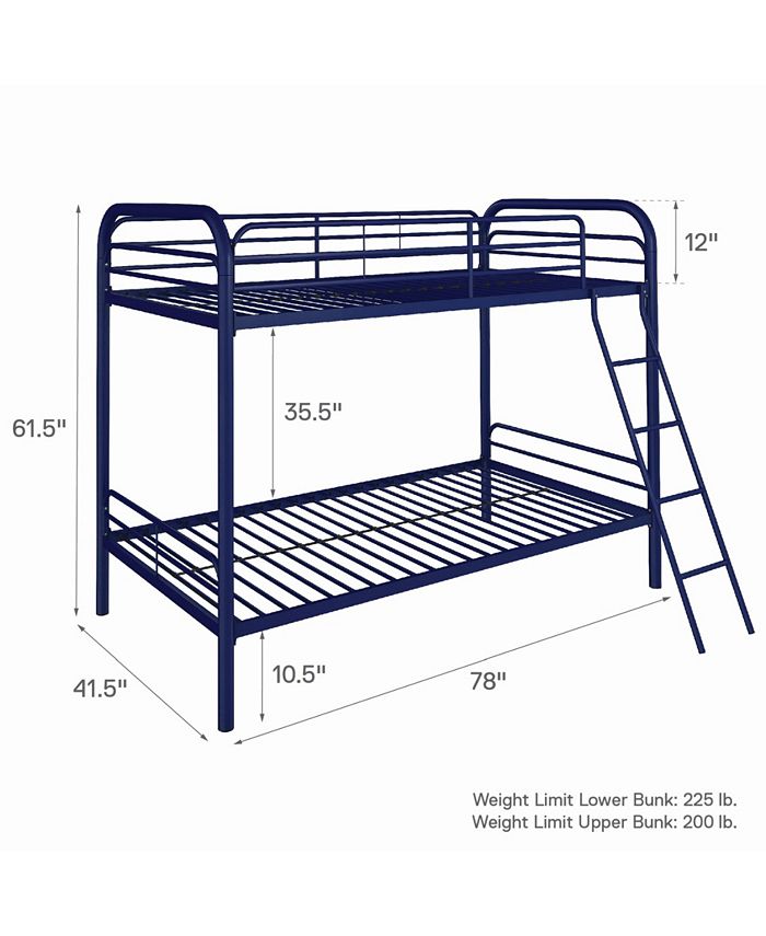 EveryRoom Eeva Twin over Twin Metal Bunk Bed Macy's